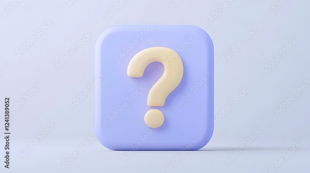 Poster 3d question mark icon in bubble symbol for tech support and customer service