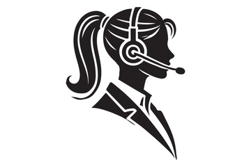 call center agent in profile view silhouette logo