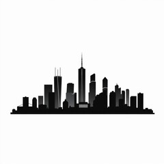 A watercolor illustration of a city skyline with tall skyscrapers and buildings silhouetted skyline cityscape architecture illustration building city vector