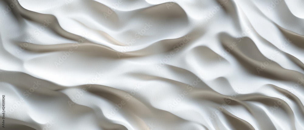 Poster abstract wavy texture in soft white tones creates a serene and calming background.