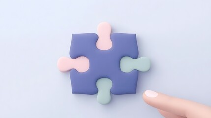 Obraz premium 3D Puzzle Piece and Hand Representing Problem-Solving and Teamwork in the Workplace