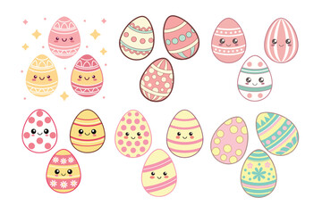 A Bundle of Cute Easter Eggs vector cartoon illustration Easter day