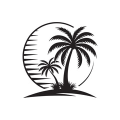 palm tree silhouette logo vector line art logo design