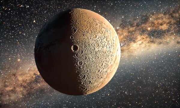 Martian moon Phobos space galaxy background; astronomy, science