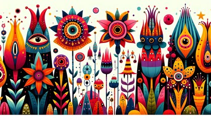 Fototapeta premium Jardines Encantados: Criaturas y Flores Mágicas