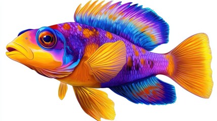 Fototapeta premium Colorful Tropical Fish with Vibrant Patterns and Fins in Profile View