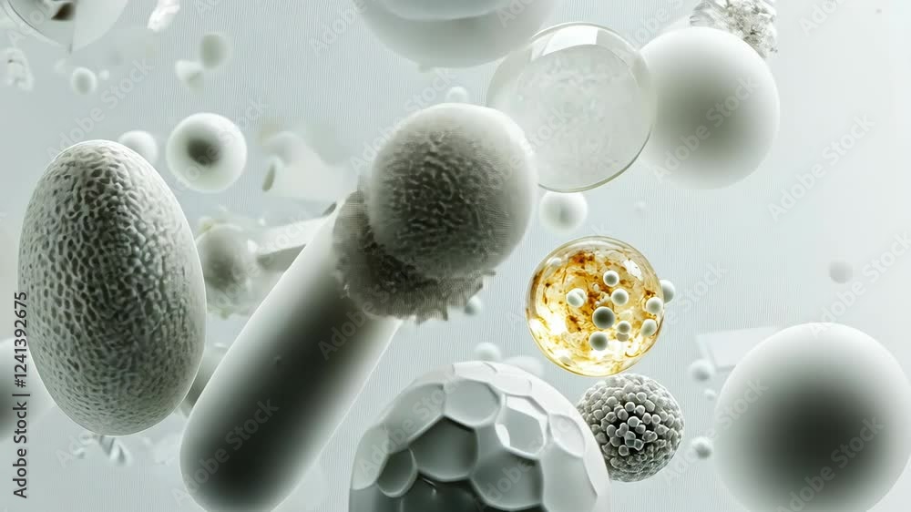 Poster microbial diversity in a microscopic world showcasing various forms of bacteria and microorganisms
