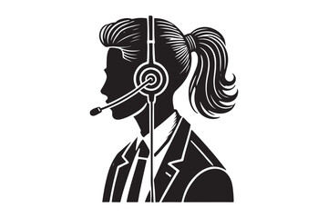 call center agent in profile view silhouette logo