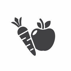 Carrot and Apple Icon silhouette Minimalist Food Vector Illustration.