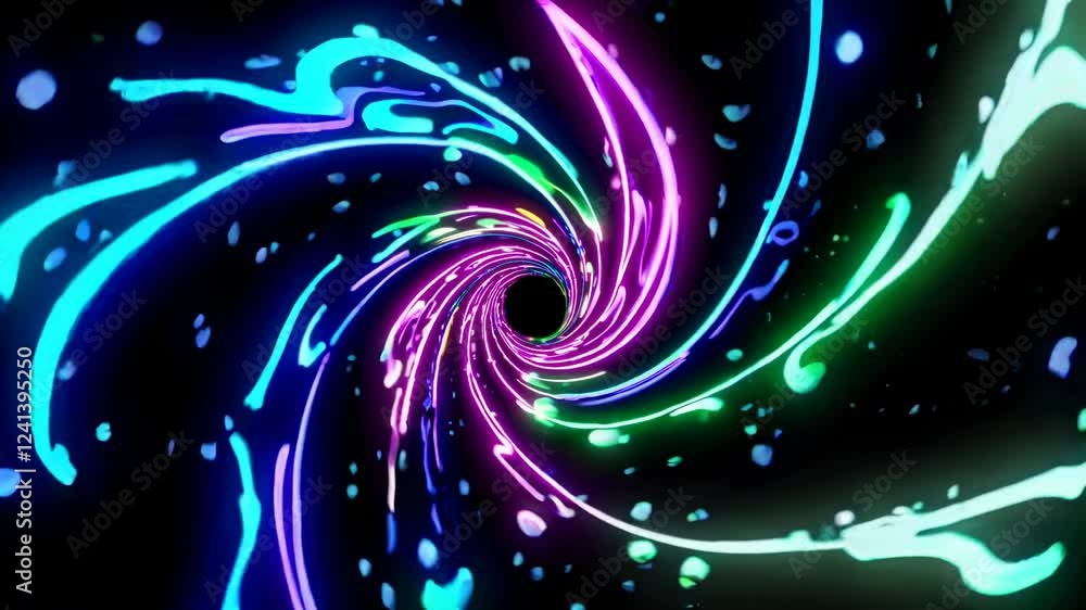 Canvas Prints bright neon light trails swirling around a central black hole, creating a vibrant and dynamic vortex
