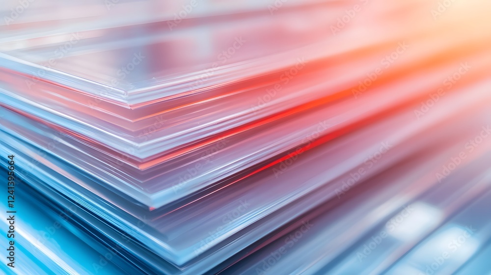 Poster automated layering and stacking of transparent plastic sheets in a high-volume production facility