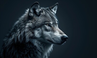 Fototapeta premium wolf on a black background