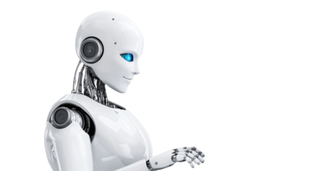 Robot , transparent background, tech concept