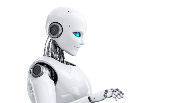 Robot , transparent background, tech concept