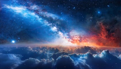 8k universe wallpaper with a vibrant nebula cloud and cosmic galaxy, creating a mesmerizing scene. AI generative.