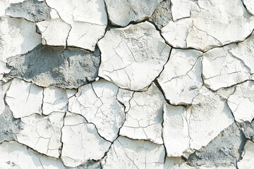 Obraz premium Textured pattern of cracked paint in shades of white and gray creates a rustic vintage atmosphere