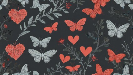 seamless pattern with red flowers
