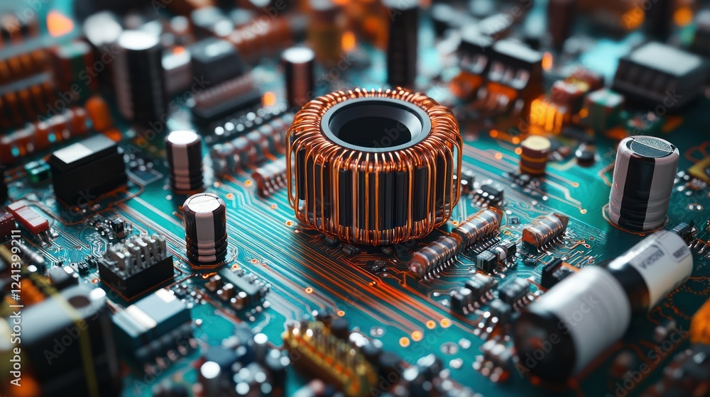 Poster circuit board is complicated toroidal inductor, the core is copper wire. in the inductor there are v