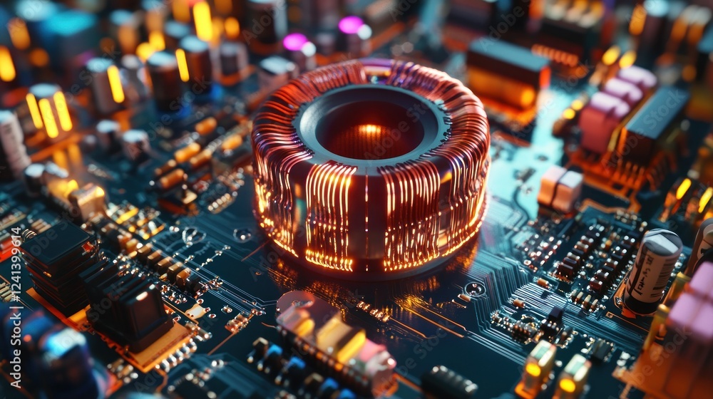 Aufkleber circuit board is complicated toroidal inductor, the core is copper wire. in the inductor there are v