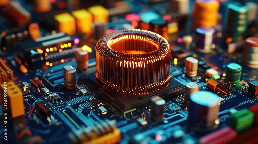 Aufkleber circuit board is complicated toroidal inductor, the core is copper wire. in the inductor there are v