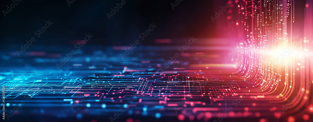Poster vibrant abstract background featuring glowing lines and light effects, creating dynamic digital land