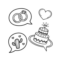 Valentine's Day Doodle Det, Wedding Rings and Heart-Shaped Cake