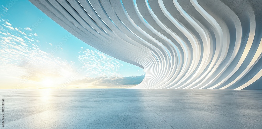 Poster a futuristic abstract architecture 3d model showcasing an empty concrete floor