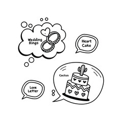 Valentine's Day Doodle Det, Wedding Rings and Heart-Shaped Cake