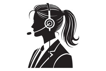 call center agent in profile view silhouette logo