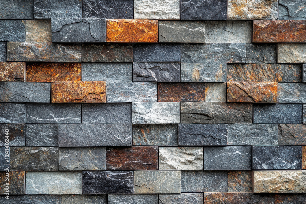 Aufkleber textured pattern of stone bricks in various shades for architectural and rustic design aesthetics