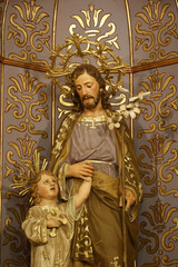 Obraz premium St. Mary’s catholic cathedral, Ciutadella, Minorca, Spain. .Saint Joseph with Jesus