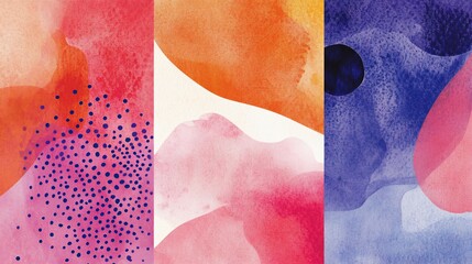 Abstract watercolor painting with vibrant colors and organic shapes.