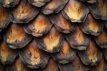 Overlapping scales of a dried pine cone texture