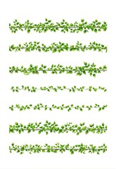 Green Plant Segment Line Vector Elements