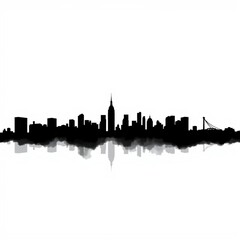 Fototapeta premium A painting of a city skyline at sunset silhouetted skyline cityscape architecture illustration building city vector