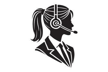 call center agent in profile view silhouette logo