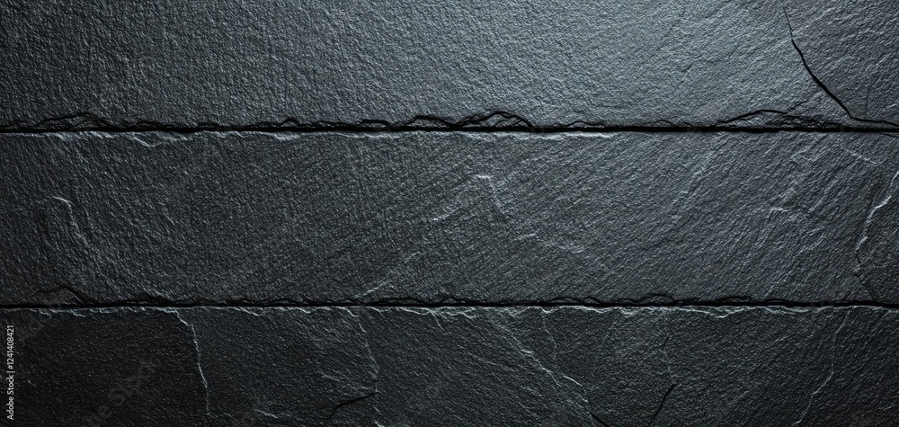 Poster a close-up view of textured, dark slate stone surface with natural patterns.
