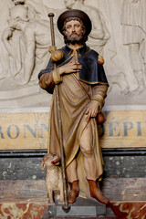 Saint Roch statue in Saint Roch catholic church, Paris, France.
