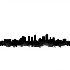 Fototapeta premium A breathtaking city skyline silhouetted against a sunset highlighted by a glowing digital network grid that symbolizes global connectivity and future aspirations silhouetted skyline cityscape architec