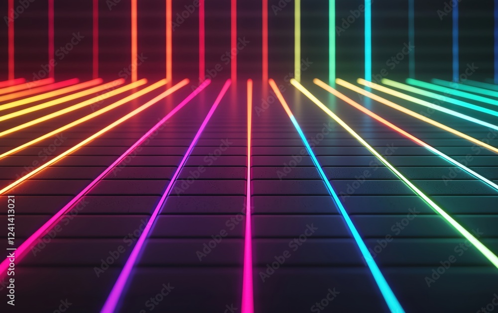 Poster vibrant colored lines create a visually striking abstract backdrop for creative projects.