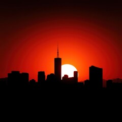 Fototapeta premium Watercolor town silhouette: city skyline landscape illustration silhouetted skyline cityscape architecture illustration building city vector