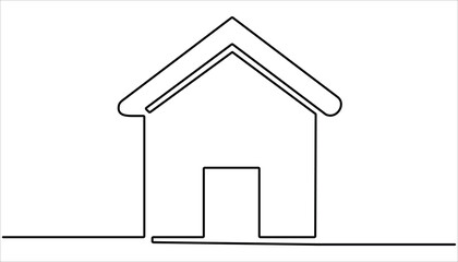 House icon continuous one line drawing. Vector modern architecture of house. Home, house sign line continuous drawing vector