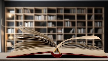 book open pages on the shelf in library