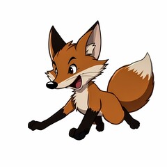 Obraz premium Energetic cartoon fox character running playfully in a colorful style. Generative AI