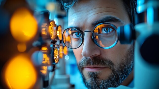 Inside an Eye Clinic: Optometrist Conducting Eye Examination with Precision and Care