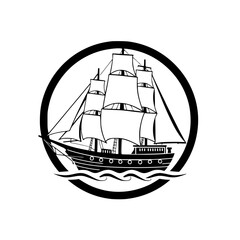 Vintage Sailing Ship: A Nautical Icon.  Explore the high seas with this classic vessel design, perfect for travel, adventure, and maritime themes.