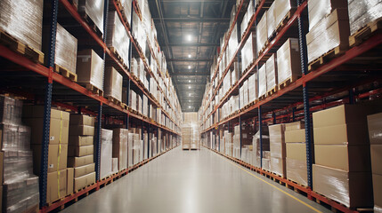 Fototapeta premium Edge AI for enhancing supply chain management by predicting demand and optimizing inventory distribution using real-time data.