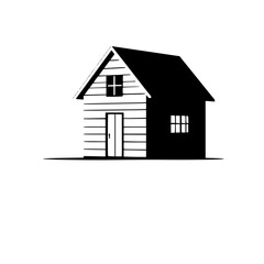 Simple House Illustration: Black and White Minimalist Home Design. Perfect for real estate, architecture, and home decor projects.