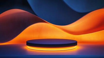 Abstract Orange and Blue Illuminated Platform