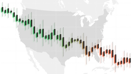 Stock market growth and quotes against the backdrop of the USA map